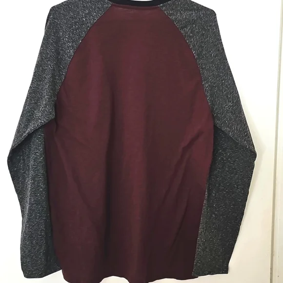 EUC Mens OldNavy Burgundy & Grey - Size Large - Raglan Sleeve Longsleeve Tee - Picture 3 of 3
